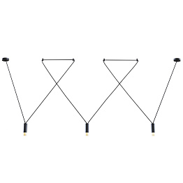 Wireflow LED Black Suspension lam 3 патрона designed by Jordi Vilardell