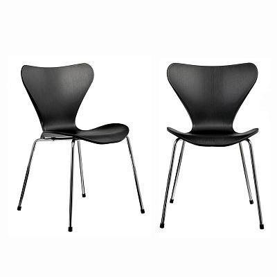 Комплект из 2-х стульев Seven Style чёрный с хромированными ножками BradexHome FR 0425P