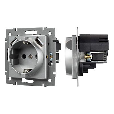 Механизм розетки с USB зарядкой Arlight SCT-MUAA-PL-GR-V (250V, 16A) 049820