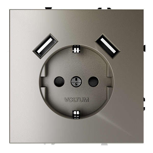 Розетка встраиваемая VOLTUM S70 с заземлением и защитными шторками VLS040404