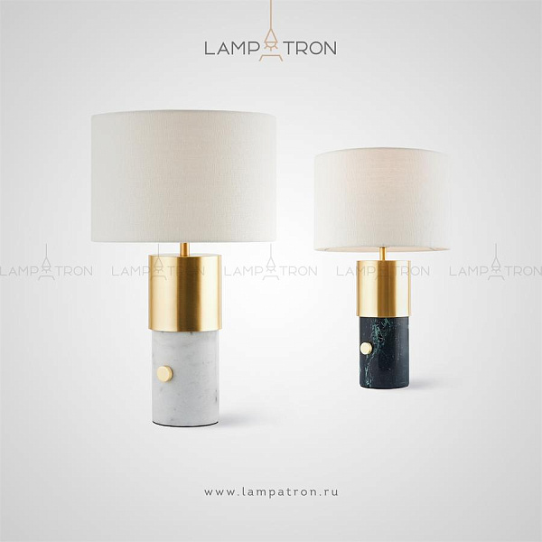 Серия настольных ламп с мраморным основанием и текстильными плафонами LUFT