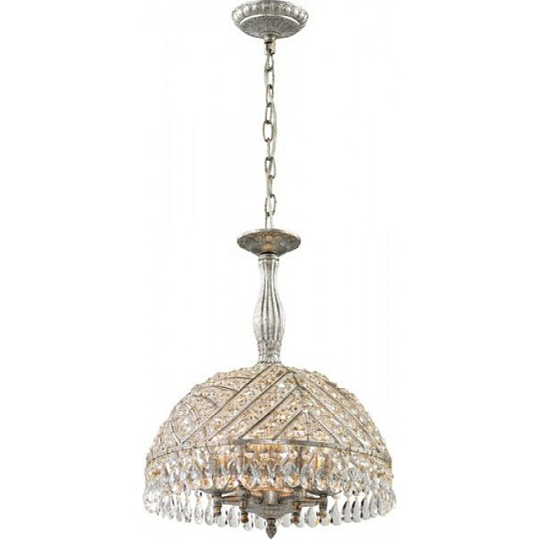 650-06-02 - Люстра подвесная хрустальная N-Light, 6 ламп, серебро
