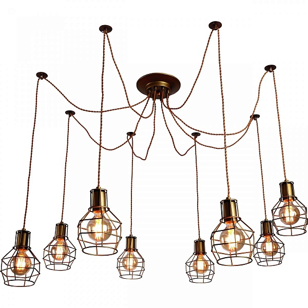 Люстра Loft Wire Cage Pendant 8 Brown