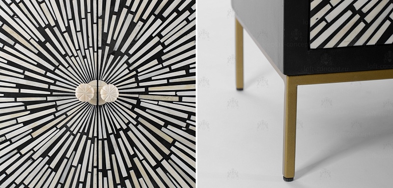 Комод Bone Inlay White Rays black 10.348
