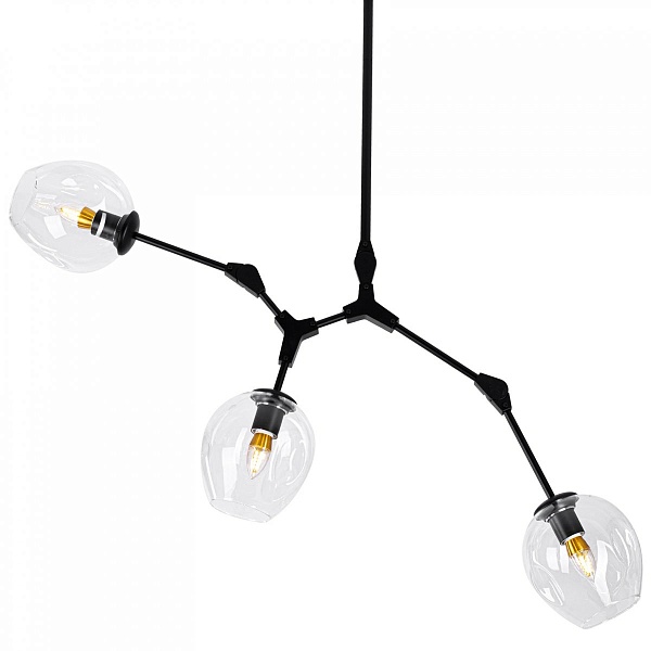 Люстра Сrumpled Glass Bubble Chandelier Black 3 плафона
