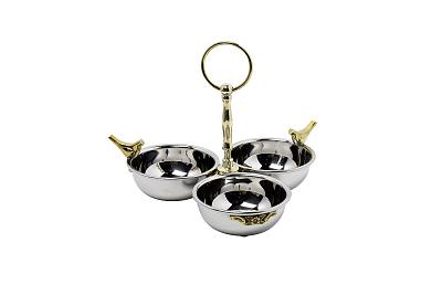 95IM-0099 Менажница "Птицы (Birds)" 3 чаши н/ж сталь d21*17см