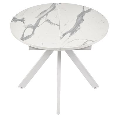 Стол Rudolf круглый раскладной 90-120x90x75см белый мрамор белый Bradexhome RF 0465