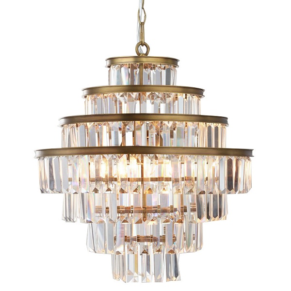 Люстра RH Alaine Crystal Large Pendant Antiqued Brass | Золотой, диаметр 100 см