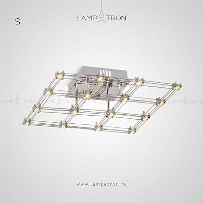 Светодиодная потолочная люстра в виде металлической решетки с точечным светом на пересечении линий BRENO