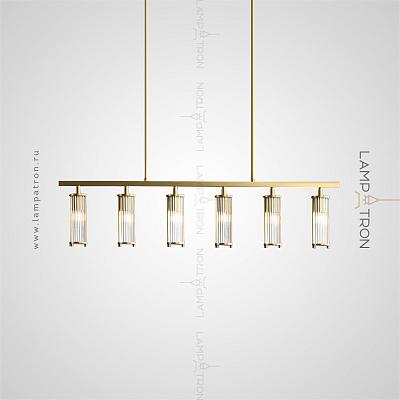 Реечный светильник с цилиндрическими плафонами из стеклянных стержней в бронзовой оправе Lampatron HILDIS LONG