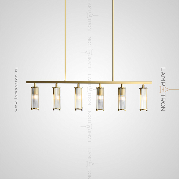 Реечный светильник с цилиндрическими плафонами из стеклянных стержней в бронзовой оправе Lampatron HILDIS LONG