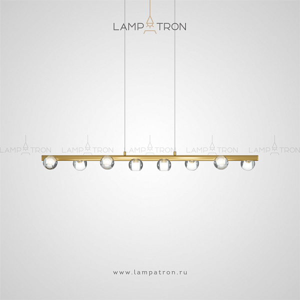 Реечный светильник с шарообразными плафонами из стекла на металлической рейке Lampatron ILIANA LONG