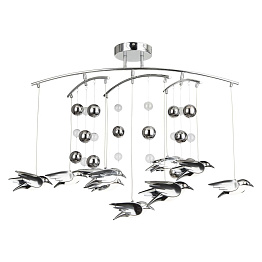 Люстра потолочная Globo 56670-9D, хром, LED, 9x6W