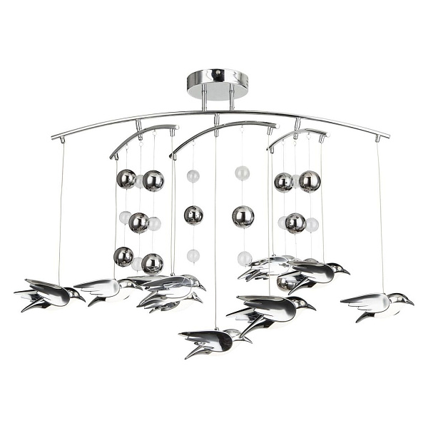 Люстра потолочная Globo 56670-9D, хром, LED, 9x6W