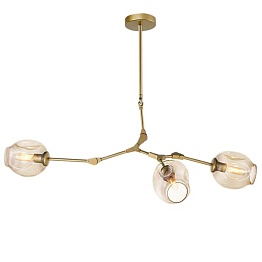 Люстра Сrumpled Glass Bubble Chandelier Gold 3 плафона | Стекло Янтарь