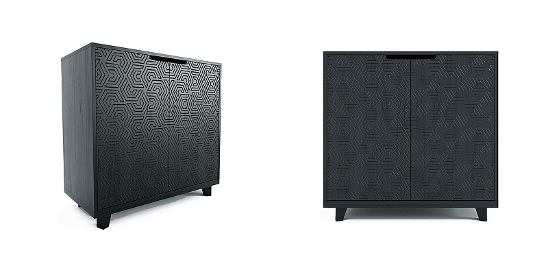 Комод черный с орнаментом Brian 10.471-1