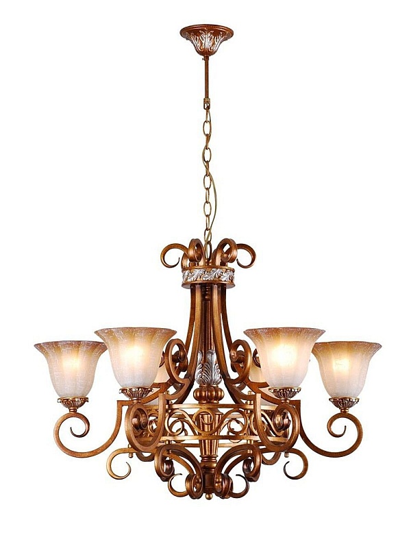 SL312.303.06 — Люстра подвесная ST Luce, 6 плафонов, янтарный, бронза
