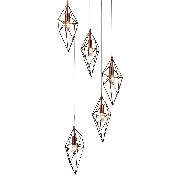Люстра Volumetric Polygons Copper | 5 плафонов
