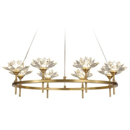 Люстра Хрустальные Цветы Лотоса Lotus flower Clear Glass lamp 8