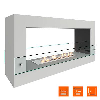 Биокамин SteelHeat FRAME ONE 900 белый (Стекло + Стемалит)