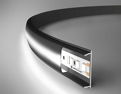 Алюминиевый профиль накладной гибкий 18*4 для светодиодной ленты до 15мм Ambrella Light GP1600BK/BK