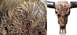 Череп буйвола Buffalo Skull Dragon резьба по кости Loft-Concept 60.021