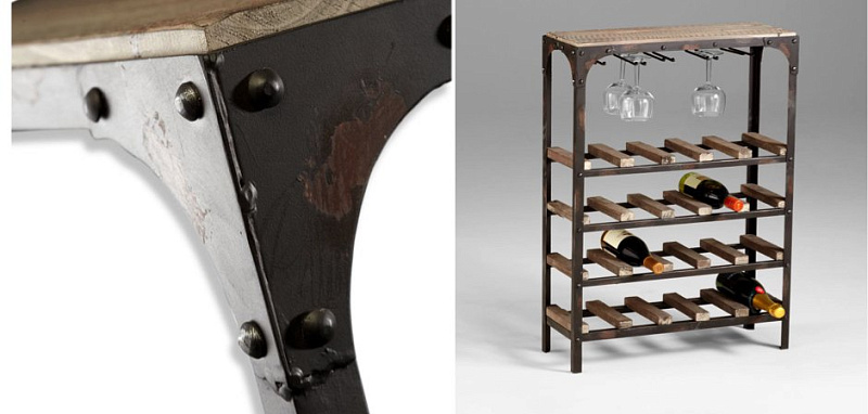 Стеллаж Industrial Metal Rust Console Wine Rack 15.019