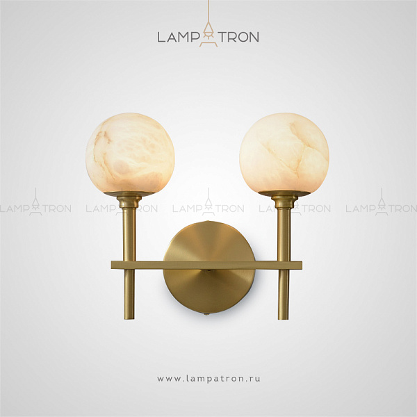 Серия настенных светильников на одну и две лампы с мраморными плафонами шарообразной формы Lampatron MARELL