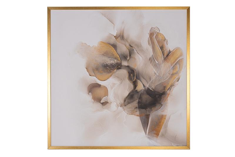 89VOR-AQUARELLE6 Холст "Песня поющего цветка"100*100см,багет зол