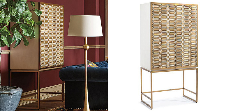Шкаф Park Avenue Brass Wave Pattern Bar Cabinet 14.231