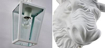 Белый уличный светильник с головой бизона ANIMAL LANTERN Loft-Concept 44.2591-3