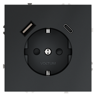 Розетка встраиваемая VOLTUM S70 с заземлением и защитными шторками VLS040507