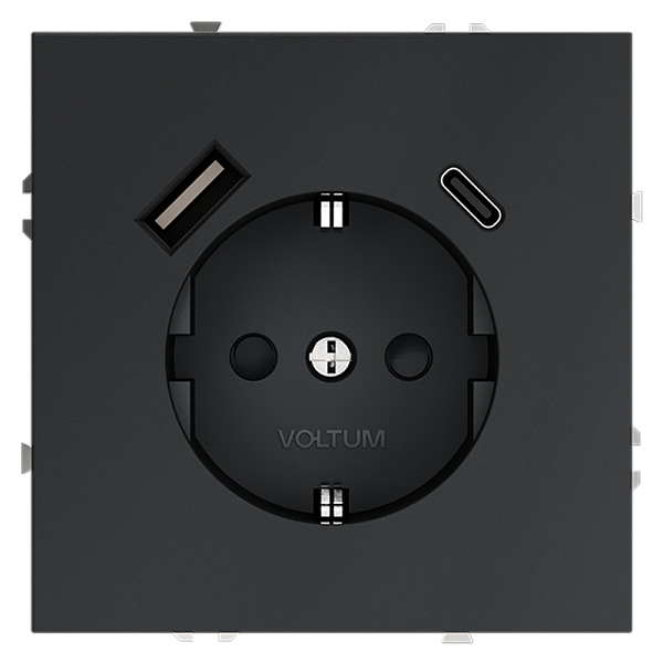 Розетка встраиваемая VOLTUM S70 с заземлением и защитными шторками VLS040507