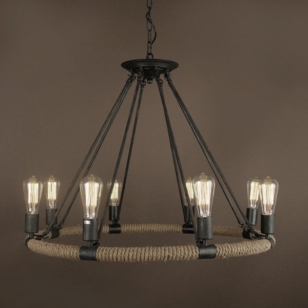 Люстра Round Tube Loft Rope Light | диаметр 65 см