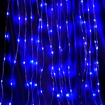 Светодиодная гирлянда Feron CL28 занавес Водопад  3*3м  + 3м 230V синий с контроллером, c питанием о