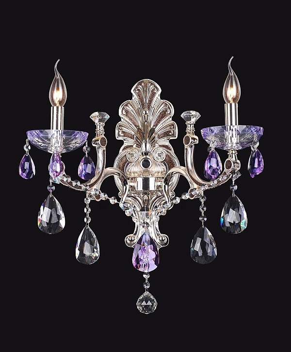 SL601.141.02 — Бра ST Luce, 2 плафона, прозрачный с сиреневым, серебро