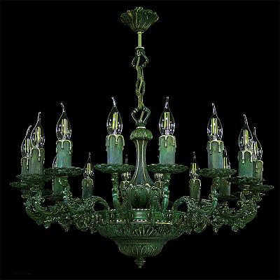 Люстра из бронзы НК-О-16 ЛАВ Зеленая патина