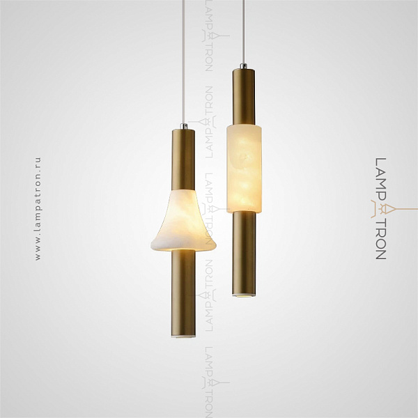Серия подвесных светильников с цилиндрическим и конусообразным плафоном из натурального мрамора Lampatron OLAVIA