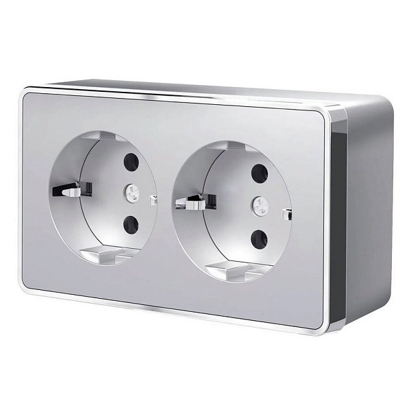 Розетка двойная с заземлением Werkel Gallant серебряный W5072106 4690389167188