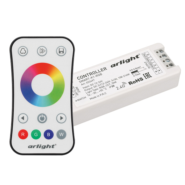 Контроллер Arlight Smart-RGB-Set-Ring (12-24V, 3x3A, ПДУ 2.4G) 034807