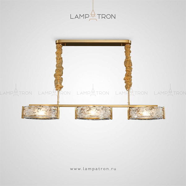Реечный светильник с прямоугольными плафонами из округлых стеклянных пластин с эффектом битого стекла Lampatron ALDORA LONG