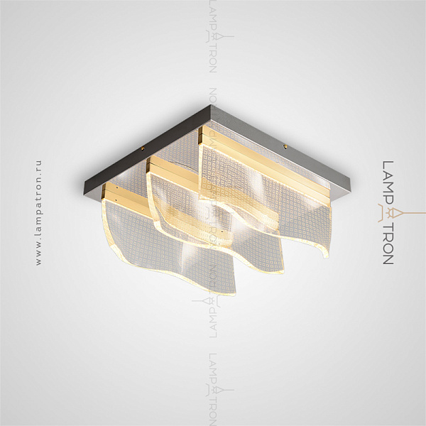 Серия потолочных светодиодных люстр с прозрачными перфорированными плафонами в виде прямоугольных пластин Lampatron DEMI