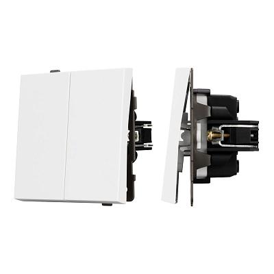 Механизм выключателя двухклавишный проходной Arlight SWT-TENDO-MKP2-PL-WH (230V, 10A) 054066