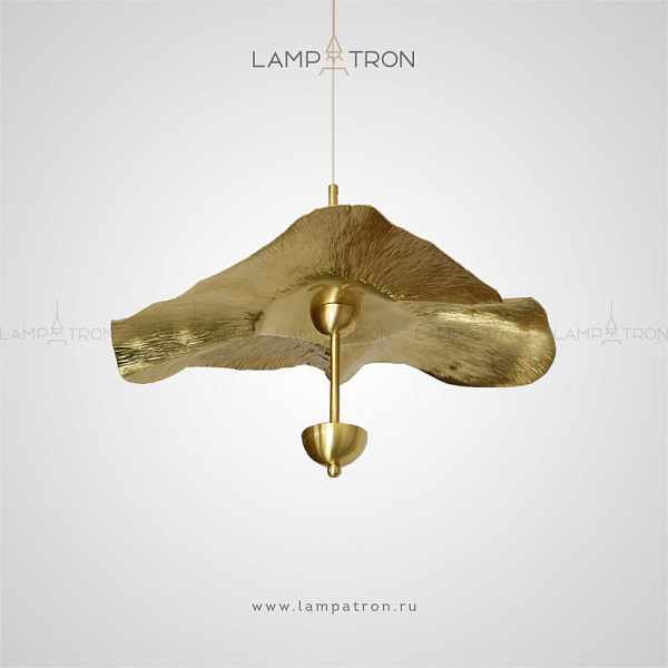 Подвесной светильник с рельефным абажуром из металла и светодиодным источником света на вертикальной стойке Lampatron LUCILLA A