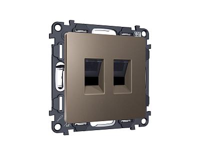 Комплект механизма компьютерной двойной розетки RJ-45 (8P8C) CAT6  Ambrella Volt ALFA MA642110