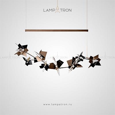 Серия дизайнерский светильников с гранеными плафонами из хрусталя в геометрических абажурах из металла Lampatron BERGAMO