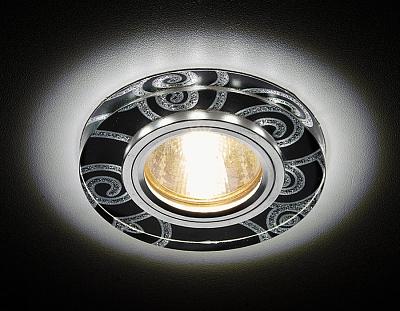 Встраиваемый точечный светильник MR16 со светодиодной подсветкой Ambrella Light S231 BK/CH