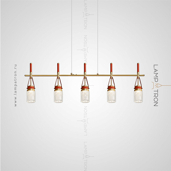 Серия реечных светодиодных светильников с рельефными цилиндрическими плафонами на кожаных ремешках Lampatron CHARA LONG