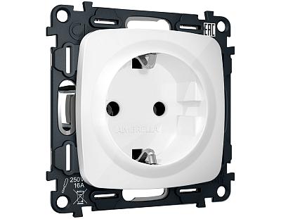 Комплект механизма электрической розетки OMEGA MO106010 Белый глянец с заземлением на винтовых зажим