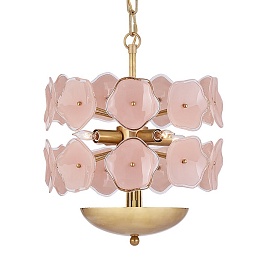 Люстра Leighton Small Chandelier | розовое стекло / золото